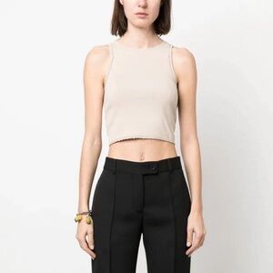 ACNE STUDIOS Cropped Cotton Tank Top Sleeveless T-Shirt Mushroom Beige Size M